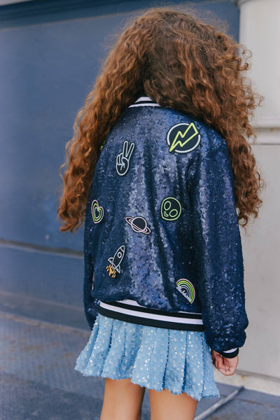 Lola + The Boys Outerwear Glow in The Dark Space Bomber