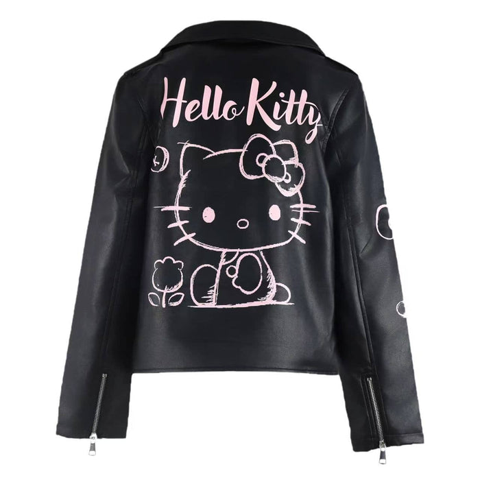 Lola + The Boys Outerwear Hello Kitty Graffiti Biker Jacket Black
