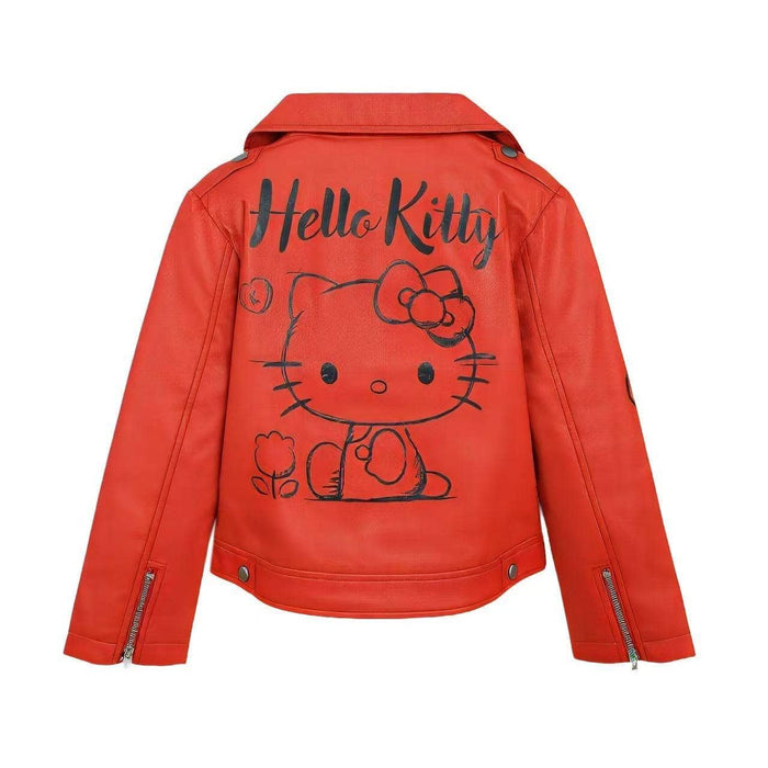 Lola + The Boys Outerwear Hello Kitty Graffiti Biker Jacket Red