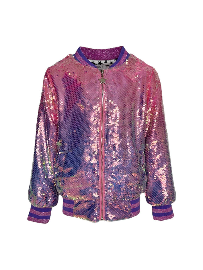 Lola + The Boys Outerwear Lavender Haze Sequin Bomber