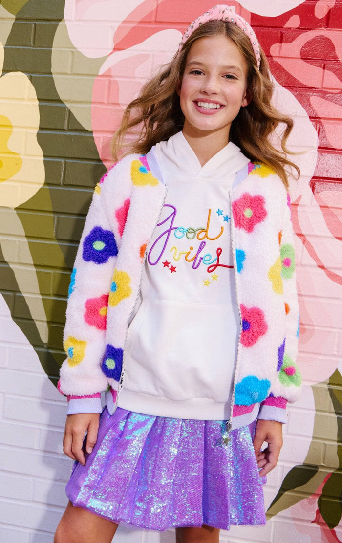 Lola + The Boys Outerwear Rainbow Daisy Bomber