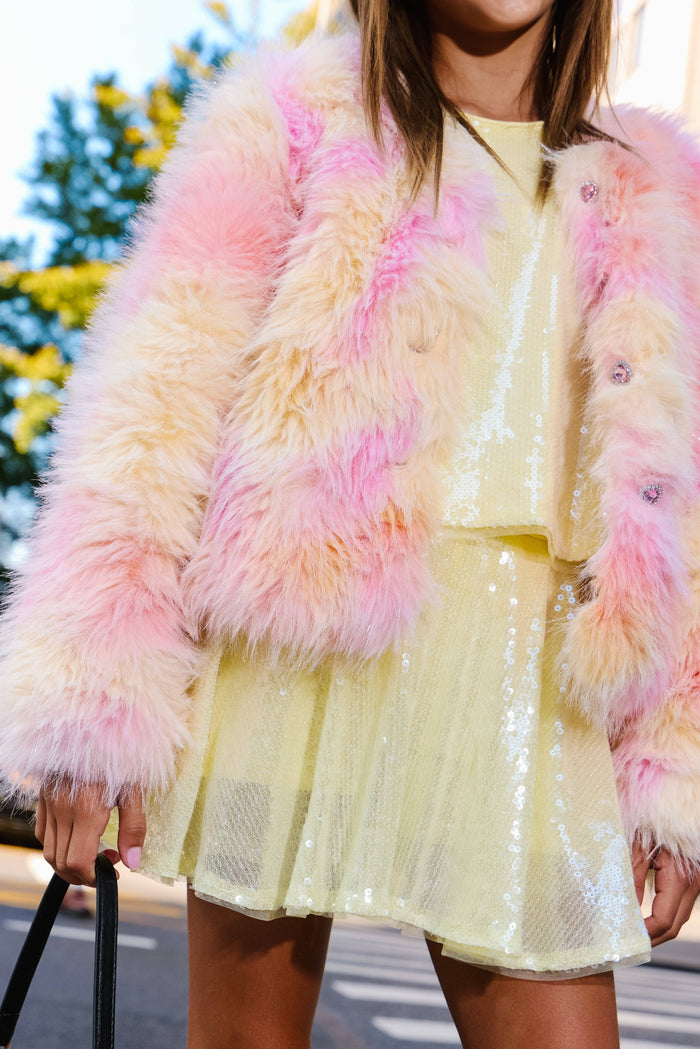 Lola + The Boys Outerwear Sherbet Shimmer Faux Fur Coat