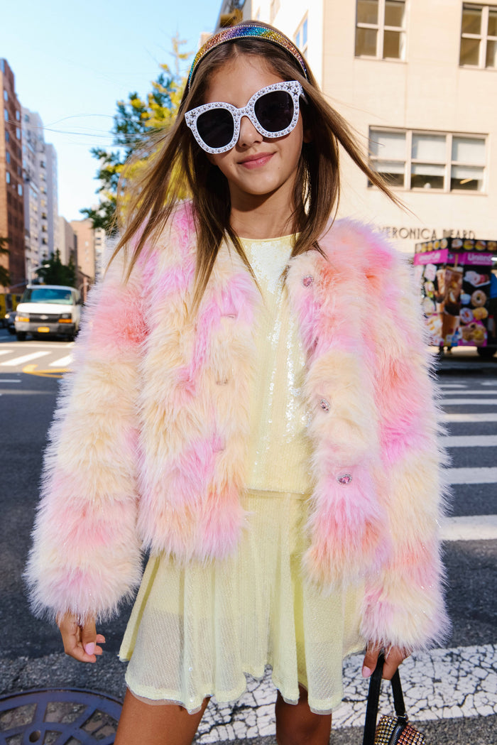 Lola + The Boys Outerwear Sherbet Shimmer Faux Fur Coat