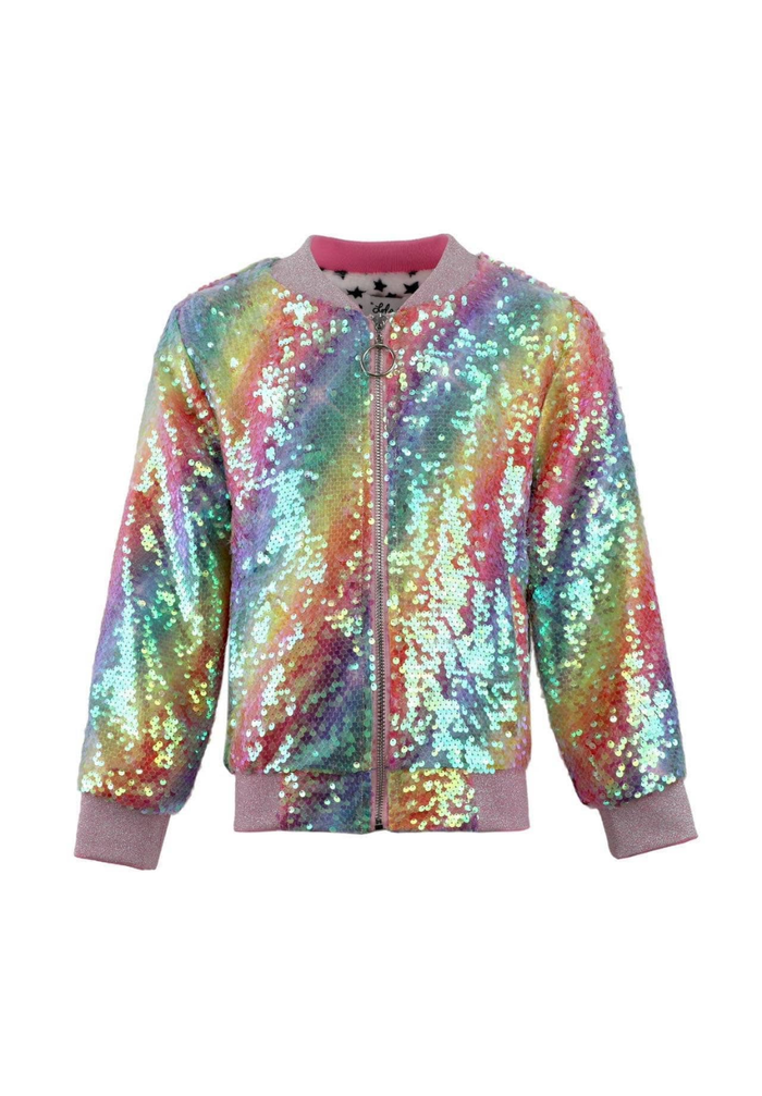 lola-new-arrival Outerwear Shimmer Rainbow Sequin Bomber