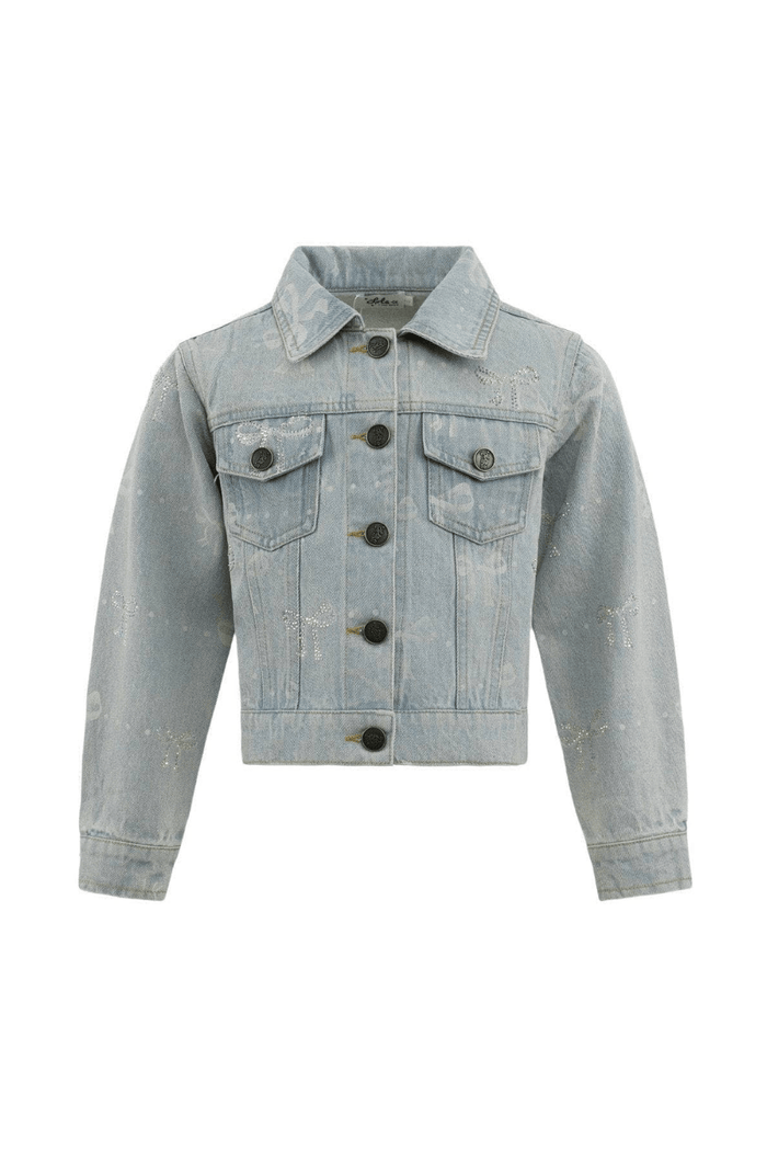 Lola + The Boys Outerwear Sparkle Bows Denim Jacket – Teen/Women