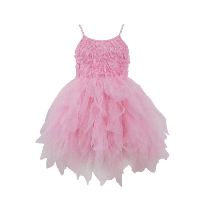 Lola + The Boys Pink 3D Flowers Tulle Dress