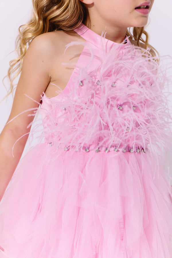 baby pink feather dress Miki Light Pink Ostrich Feathers Mini Dress for Women,alternative Wedding Dress, Wedding Guest Dress,ball Gown Wedding Dress