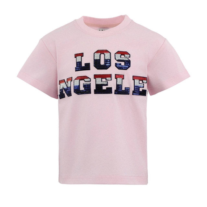 Lola + The Boys 6 Pink Sequin LA T-shirt