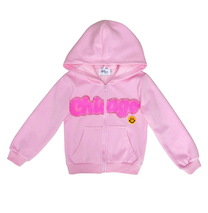 Lola + The Boys Pinkie Crystal Chicago Hoodie