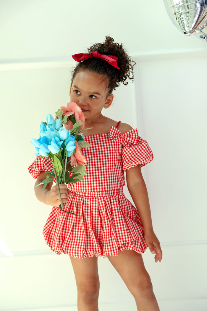 Lola + The Boys Plaid Bow Bubble Skort Set