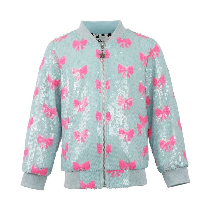 Lola + The Boys Pretty in Bows Sequin Bomber