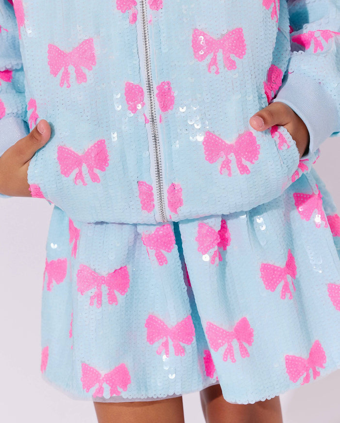 Lola + The Boys Pretty in Bows Sequin Bomber