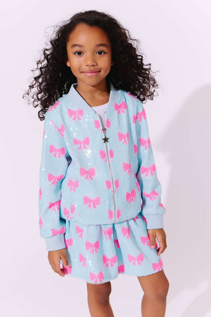 Lola + The Boys Pretty in Bows Sequin Bomber