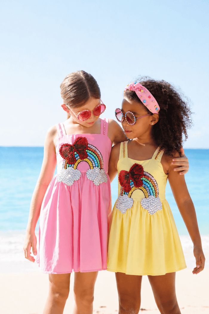 Lola + The Boys Rainbow Bow Gem Dress