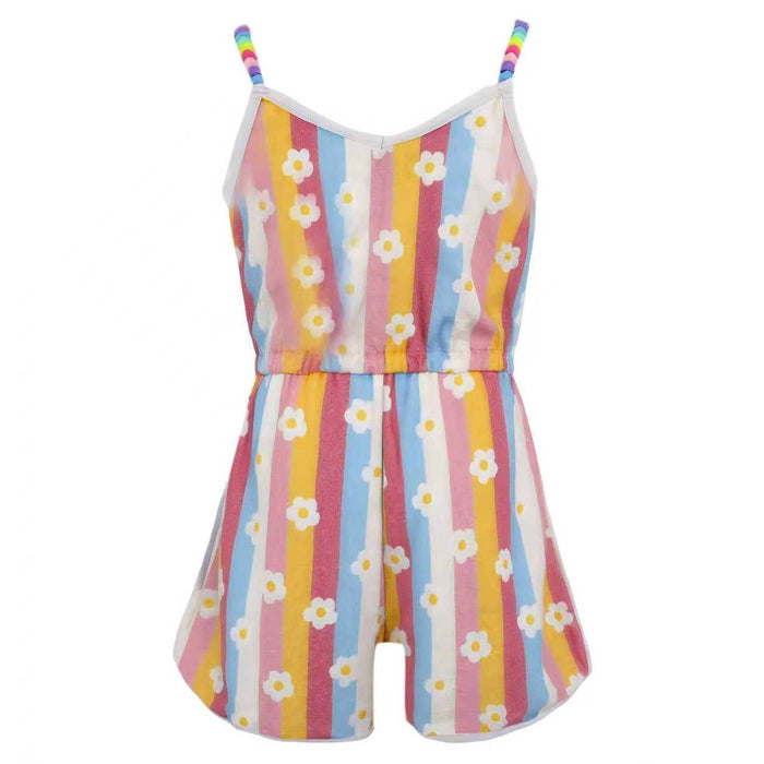 Lola + The Boys Rainbow Daisy Beaded Hearts Romper
