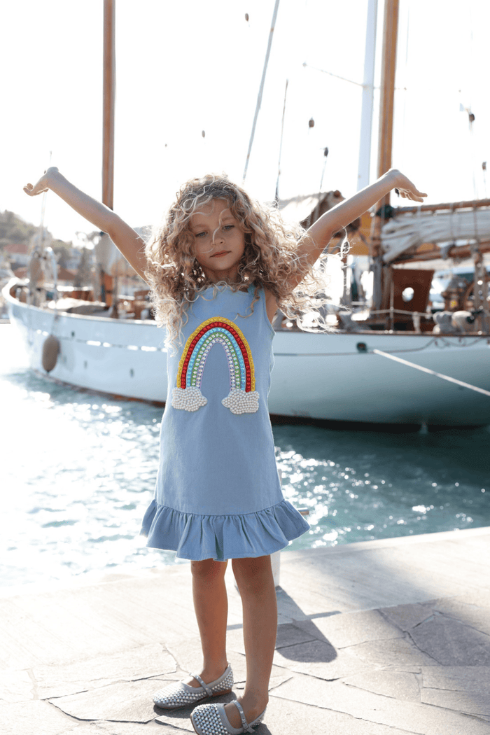 Lola + The Boys Rainbow Gems Denim Dress