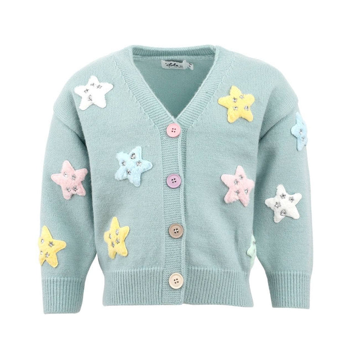 Lola + The Boys Rainbow Plush Stars Cardigan