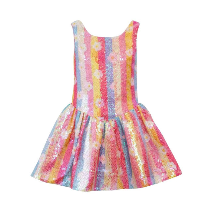 Lola + The Boys Rainbow Sequin Daisy Dream Dress