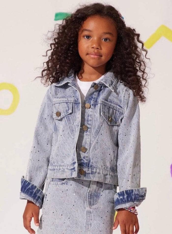Lola + The Boys Rainbow Sparkle Denim Jacket