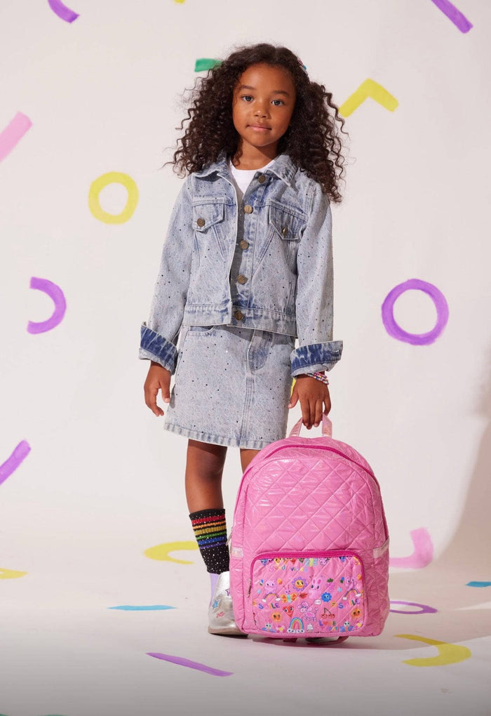 Lola + The Boys Rainbow Sparkle Denim Skirt