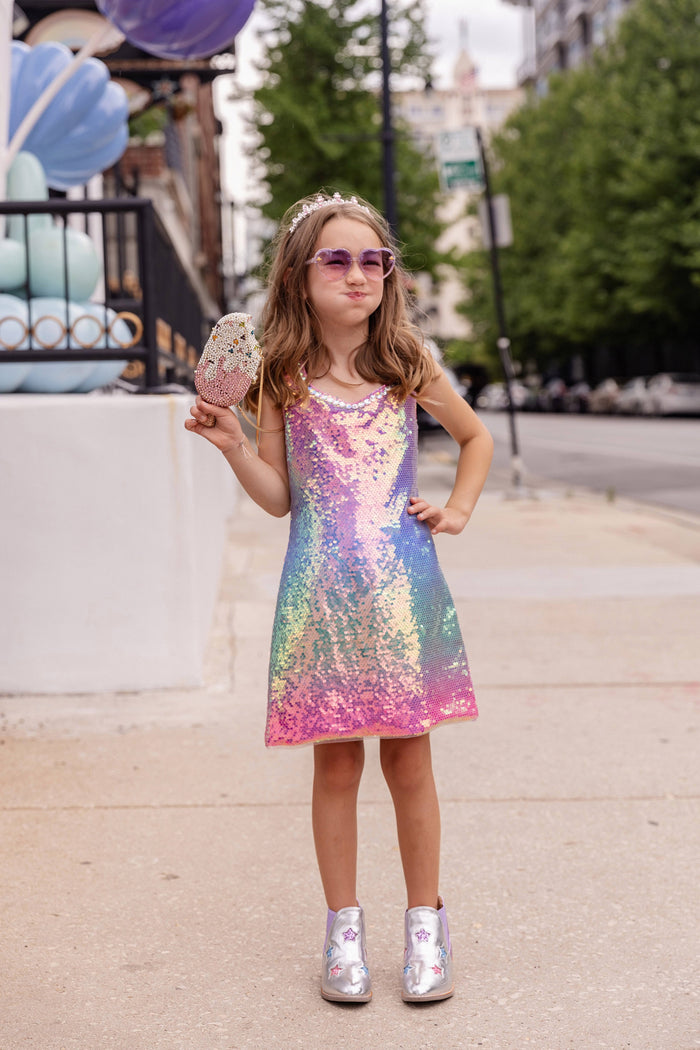 Lola + The Boys Rainbow Sunset Gem Dress
