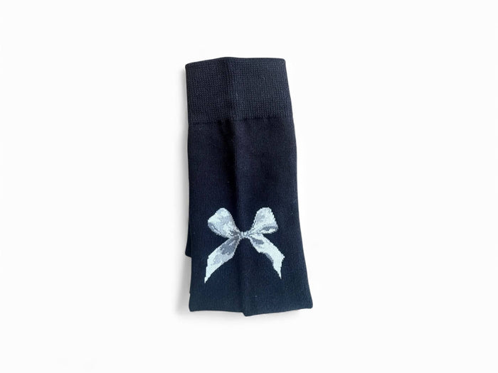 Lola + The Boys Black Ribbon Hearts Socks