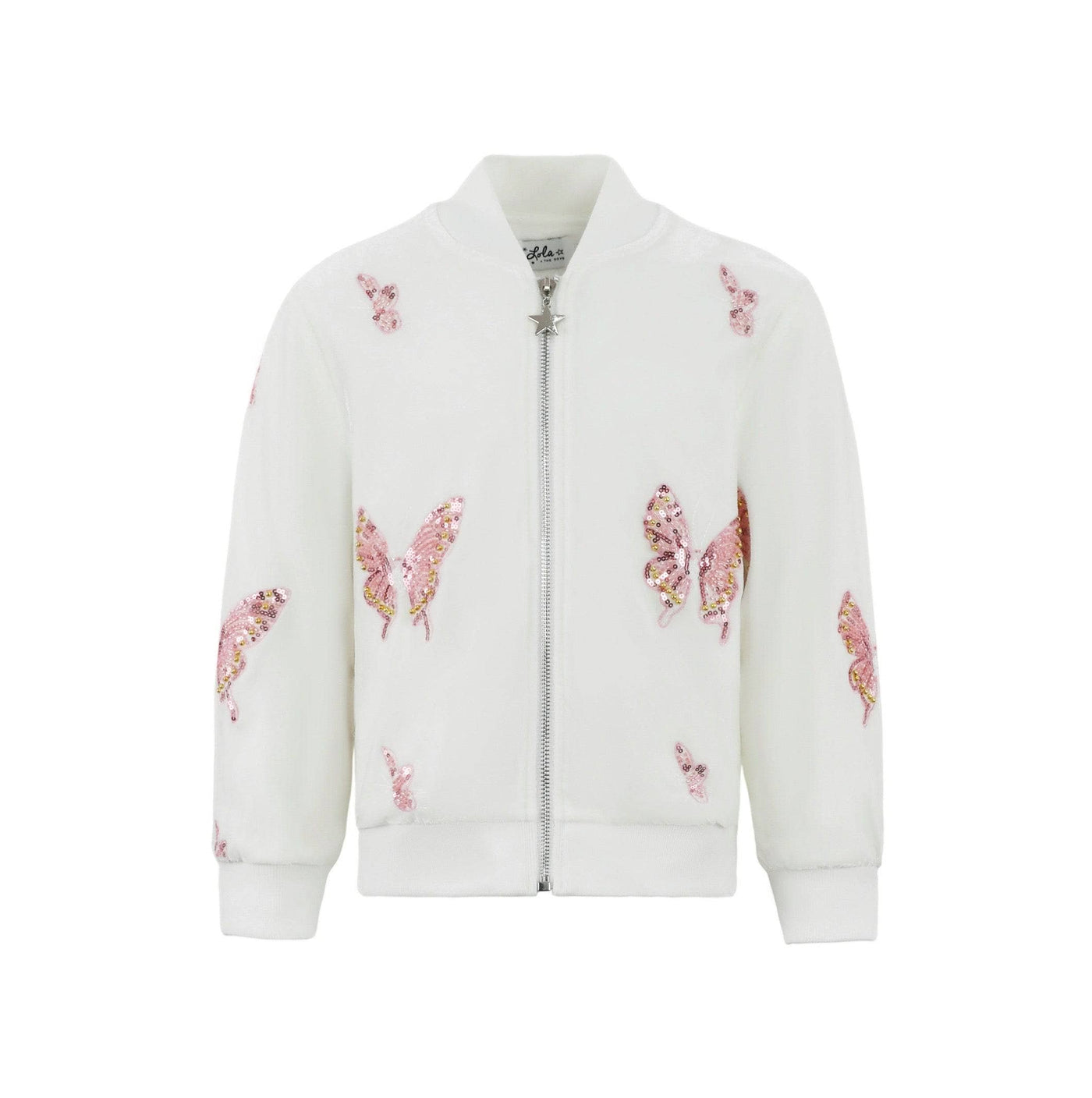 Sequin Butterfly Velour Bomber