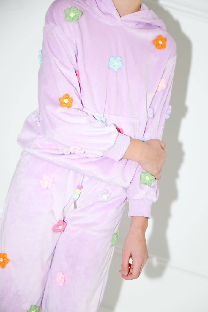 Lola + The Boys Sets 3D Rainbow Daisy Velour Set