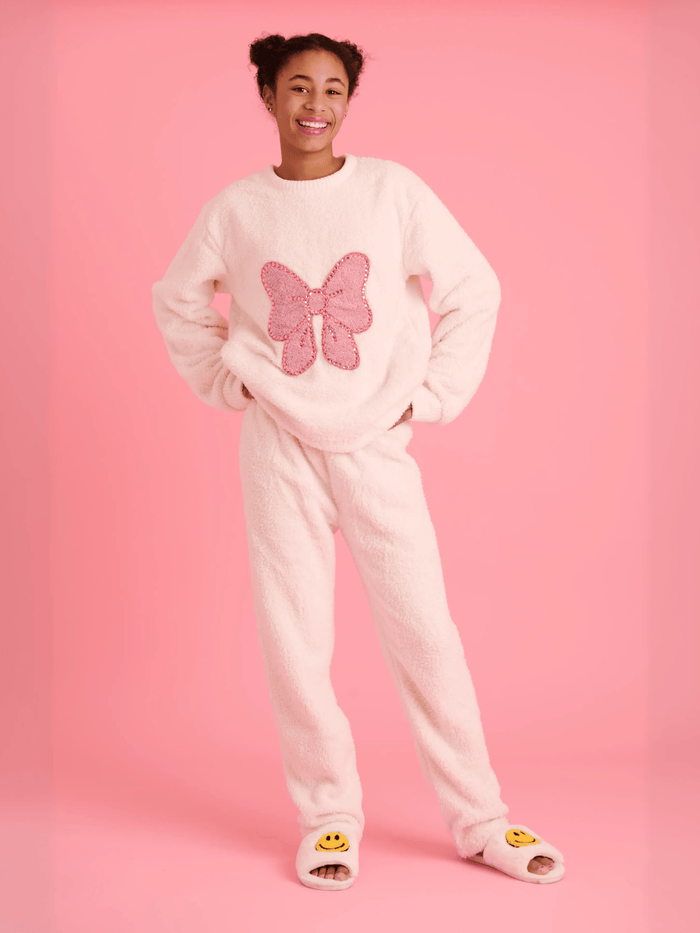 exclude-new-arriv Sets Big Bow Crystal Fuzzy Set – Teen/Women