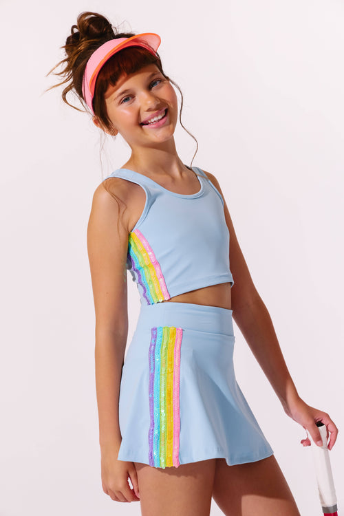 Lola + The Boys Sets Blue Rainbow Sherbet Sequin Tennis Set