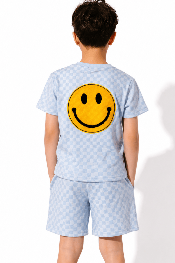 Lola-spring-25 Sets 1 Blue Smiley Checkered Set
