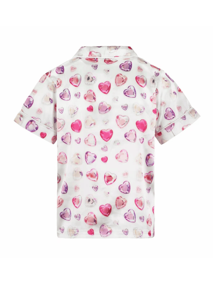 Lola + The Boys Sets Diamond Hearts Silky Short Set