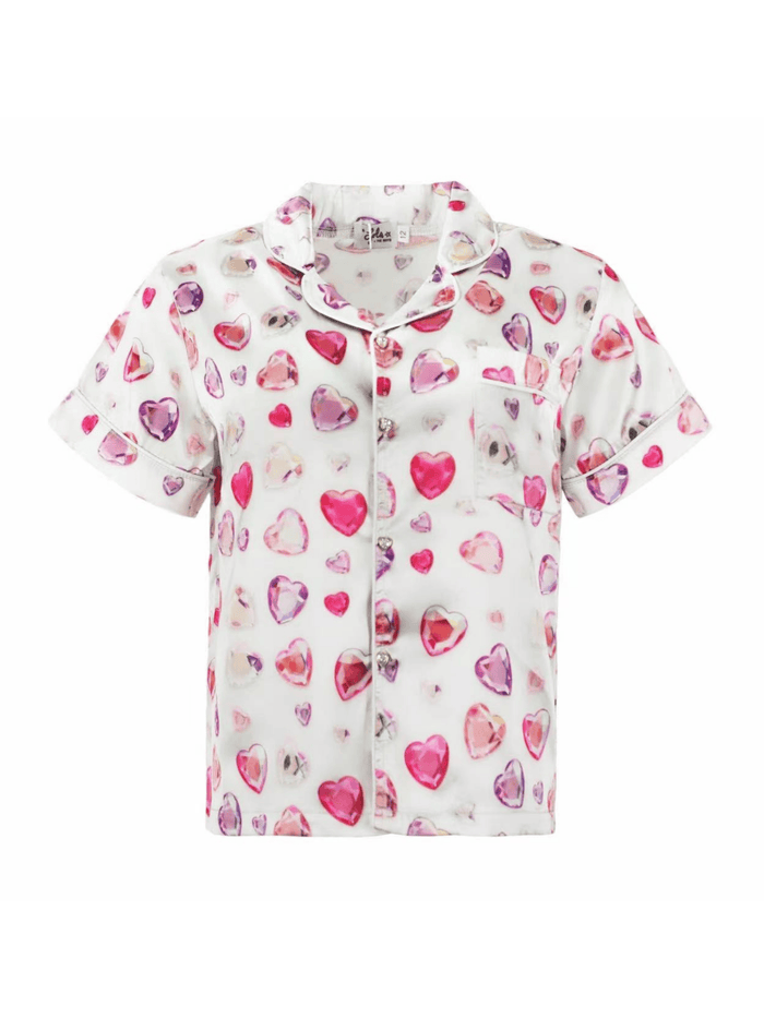 Lola + The Boys Sets Diamond Hearts Silky Short Set