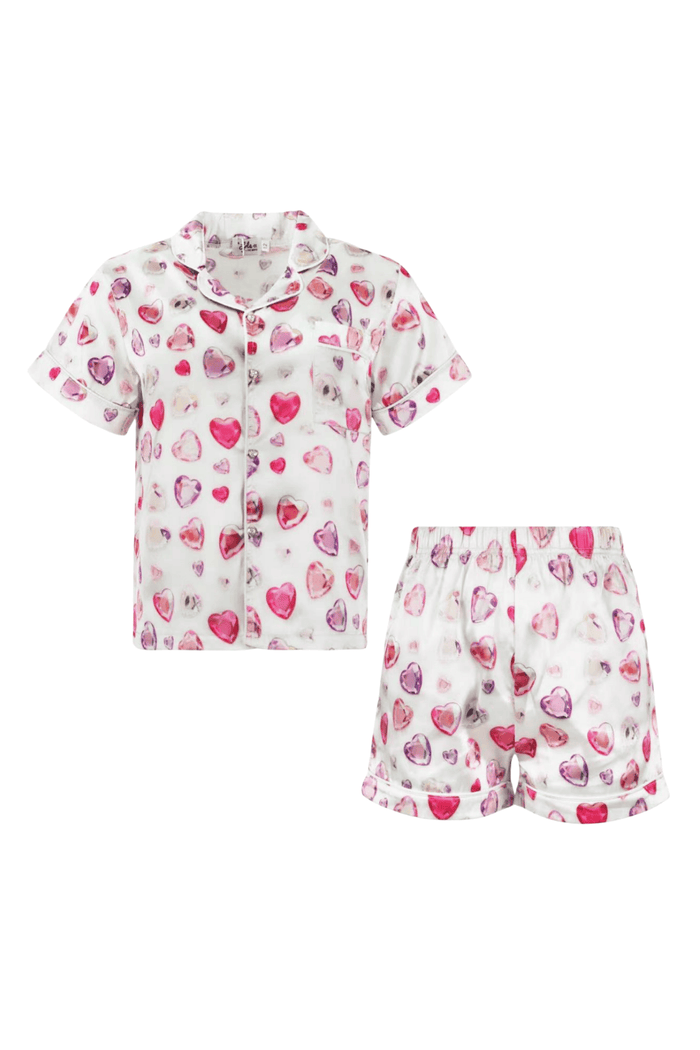 Lola + The Boys Sets Diamond Hearts Silky Short Set