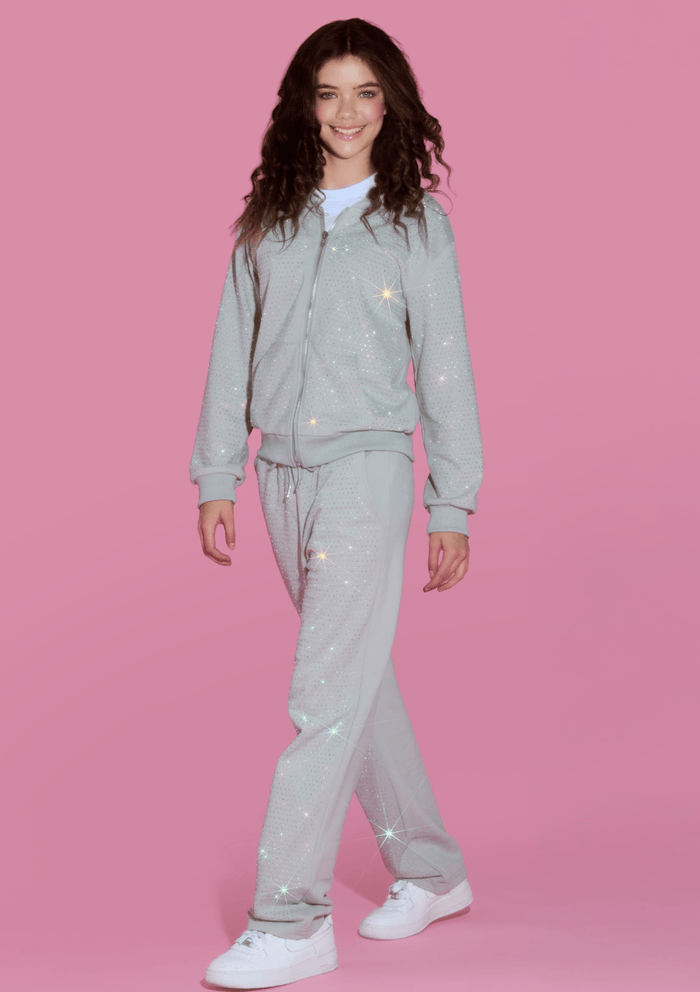 Lola + The Boys Sets Grey Crystal Hoodie Set