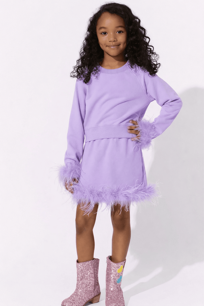 Lola + The Boys Sets Lavender Feather Skirt Set