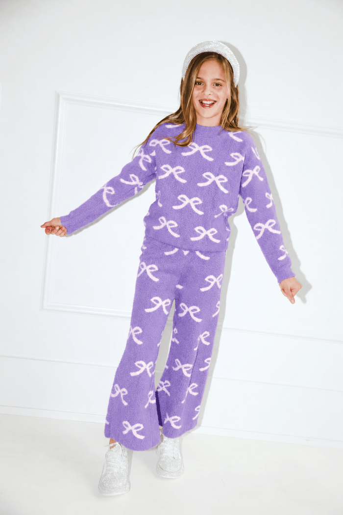 Lola + The Boys Sets Lavender Pretty In Bows Fuzzy Set