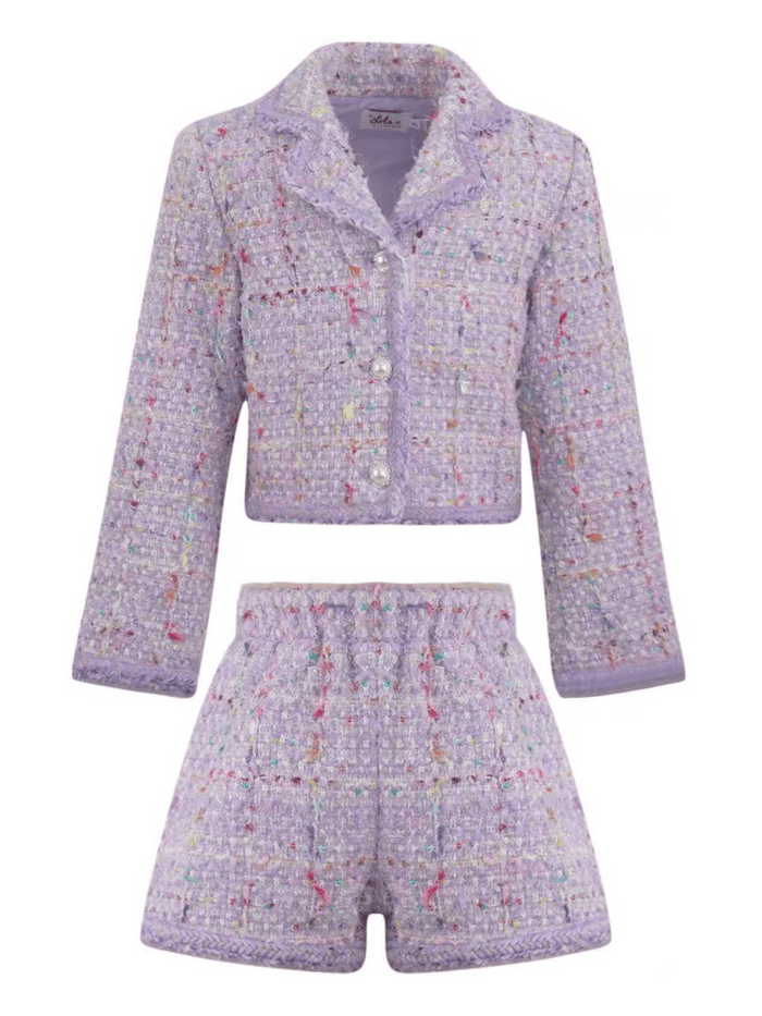 Lola + The Boys Sets Lavender Rainbow Sprinkle 3 Piece Short Set