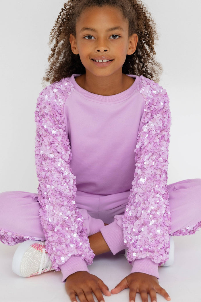 exclude-new-arriv Sets Lavender Sequin Joggers Set