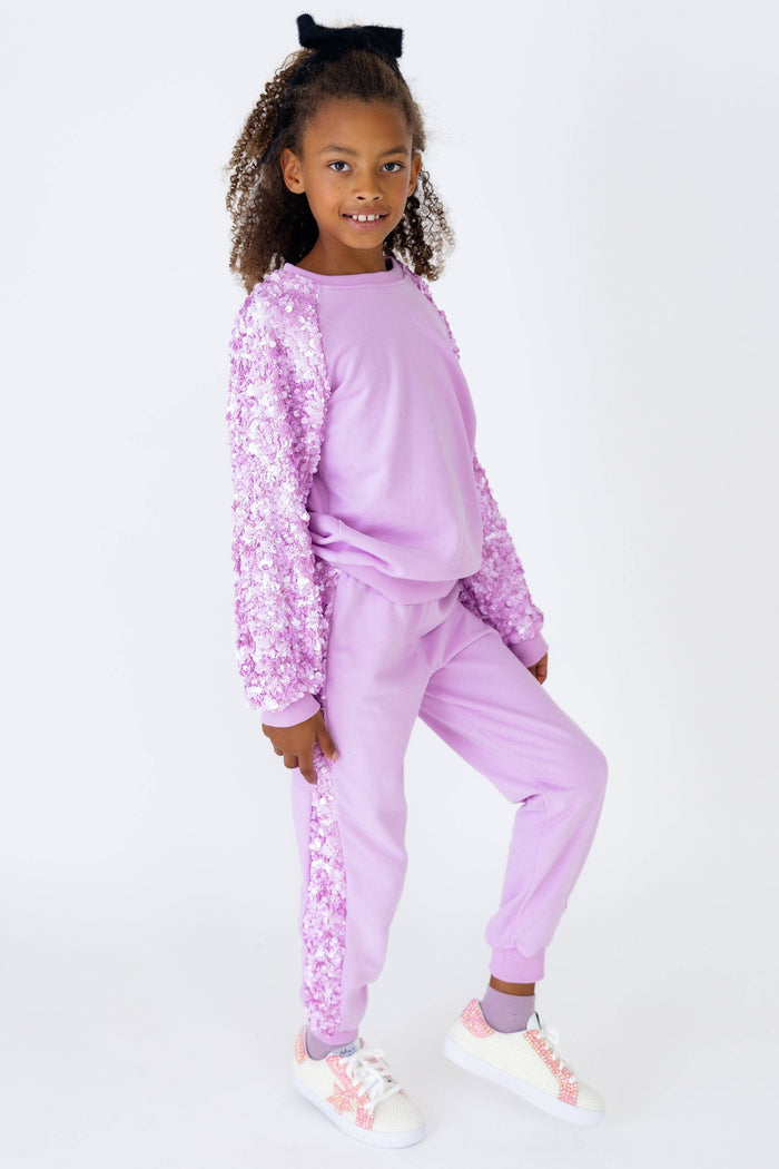 exclude-new-arriv Sets Lavender Sequin Joggers Set
