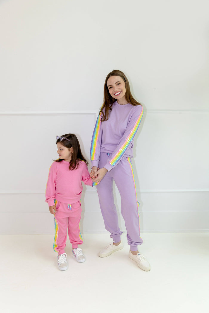 Lola + The Boys Sets Pink Rainbow Sequin Set