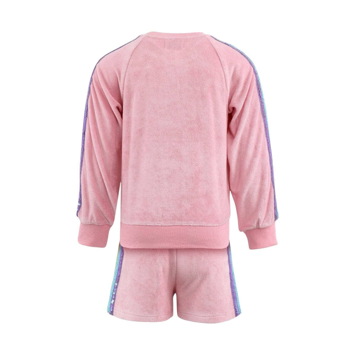 Lola-spring-25 Sets Pink Rainbow Sequin Stripe Short Set