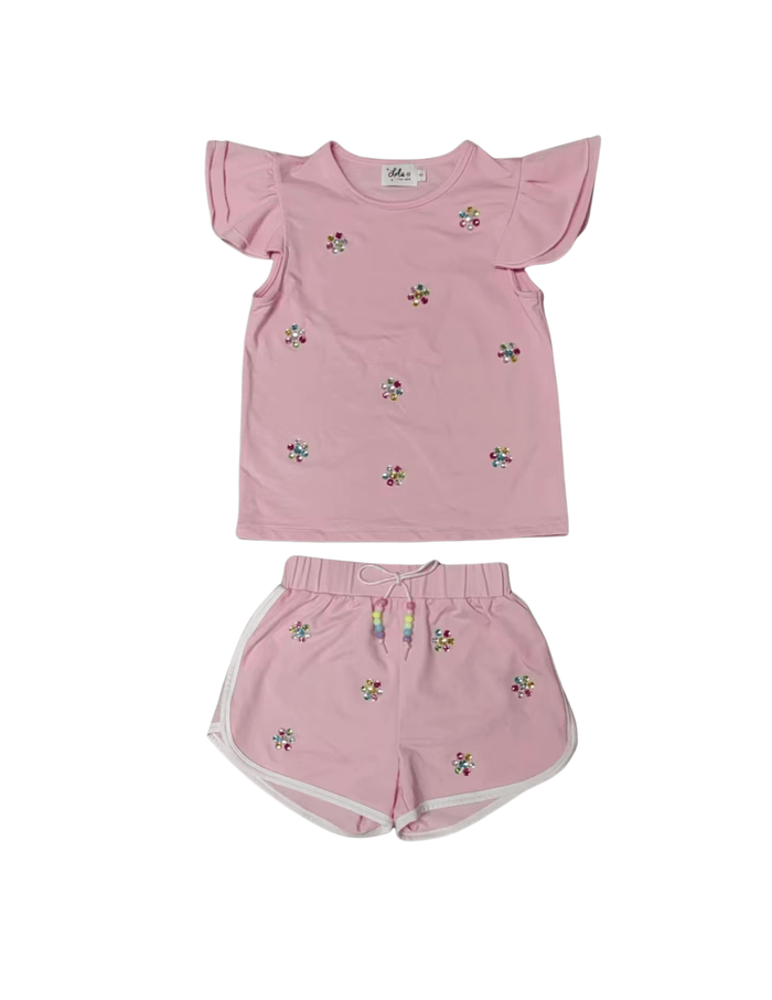 Lola + The Boys Sets 2 Rainbow Blossom Gem Short Set