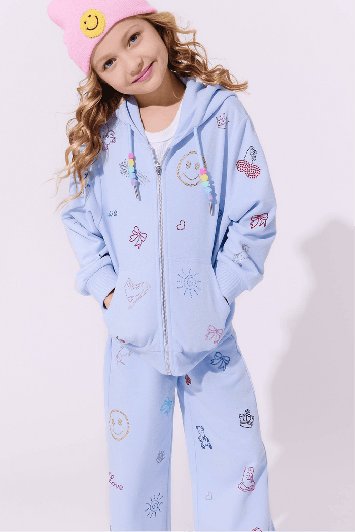 Lola + The Boys Sets Sky Crystal Doodle Joggers Set