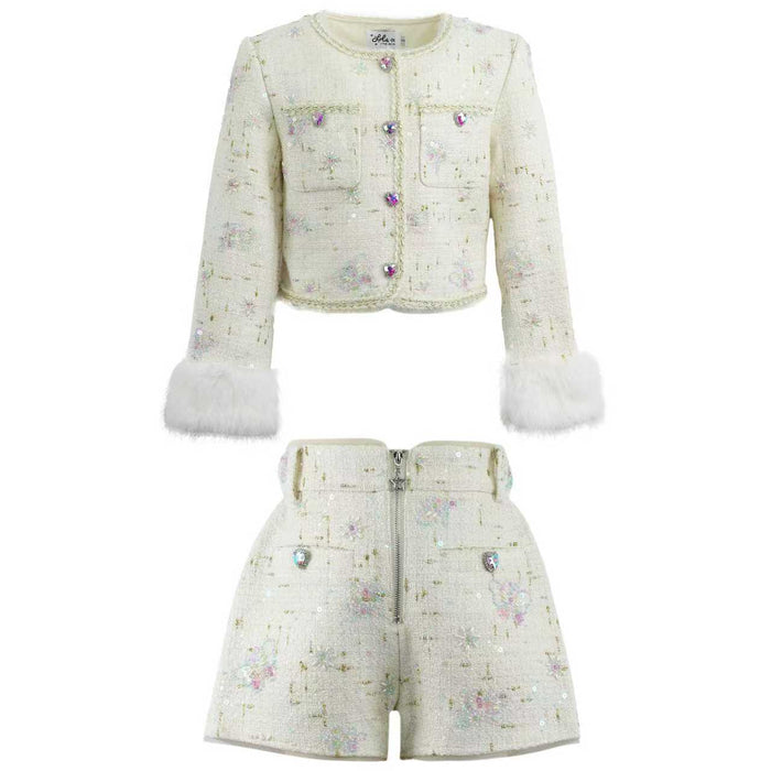 Lola + The Boys Sets Sweet Butterfly Tweed Short Set