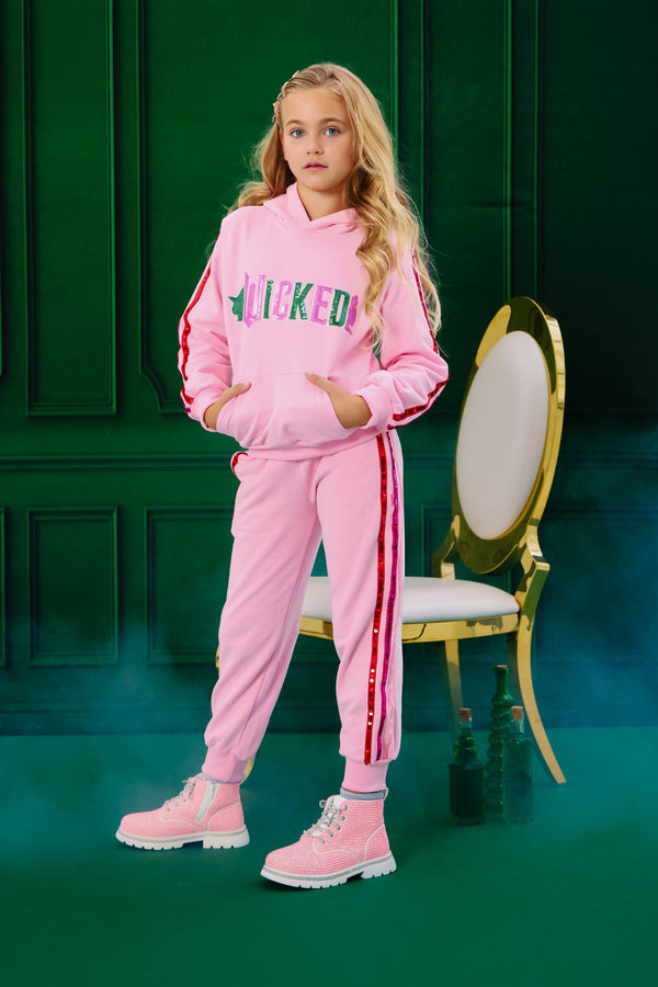 Lavender Rainbow Sequin Jogger Set Joyday Girls Purple Cotton