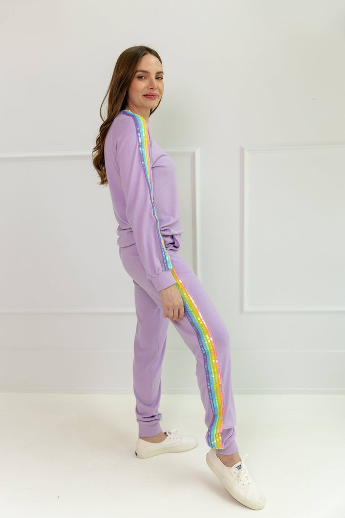 lola-new-arrival Sets Women's Lavender Rainbow Sequin Set