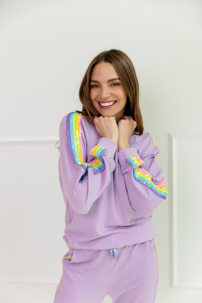 lola-new-arrival Sets Women's Lavender Rainbow Sequin Set