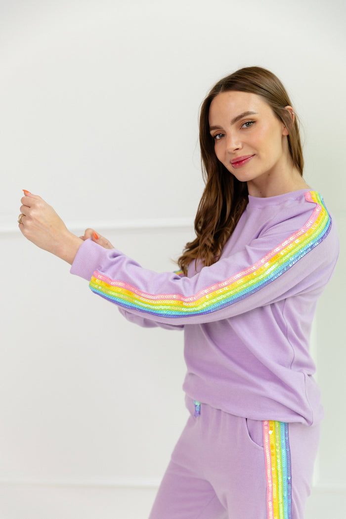lola-new-arrival Sets Women's Lavender Rainbow Sequin Set