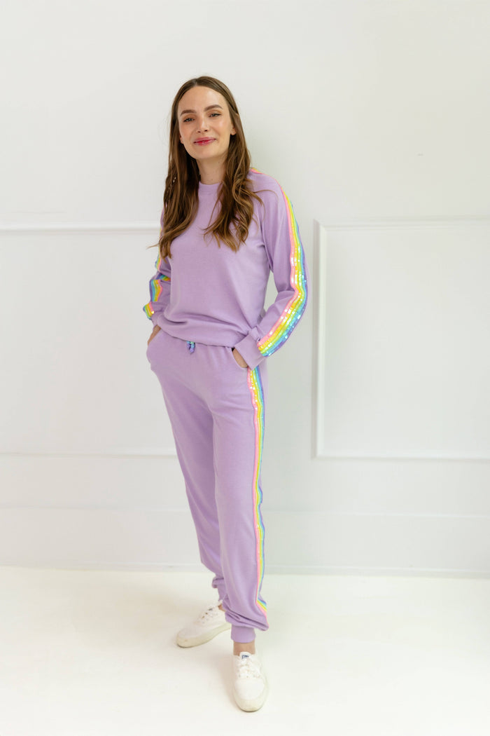 lola-new-arrival Sets Women's Lavender Rainbow Sequin Set